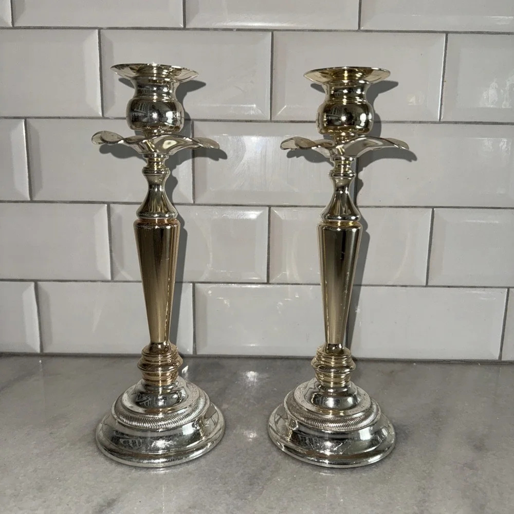 Vintage Pair Of Gorham 11.25 '' Tall Silver Plated Candle Stick HolderES0001